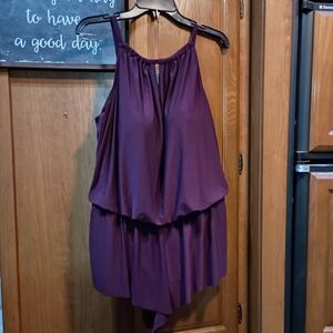 NWT Aqua Green One Piece Purple Swimsuit 16W